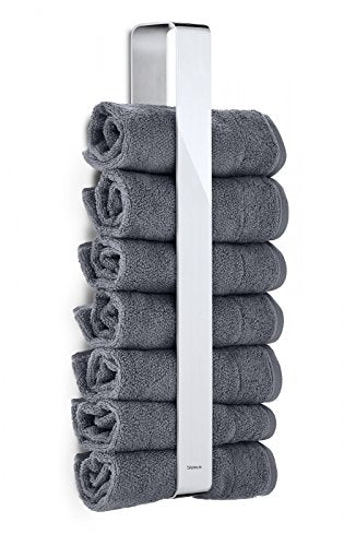 blomus -NEXIO- guest towel holder made of matte stainless steel, storage for small towels, high-quality workmanship, for drilling or gluing (H / W / D: 8 x 4.5 x 47 cm, stainless steel, 68940) on sale